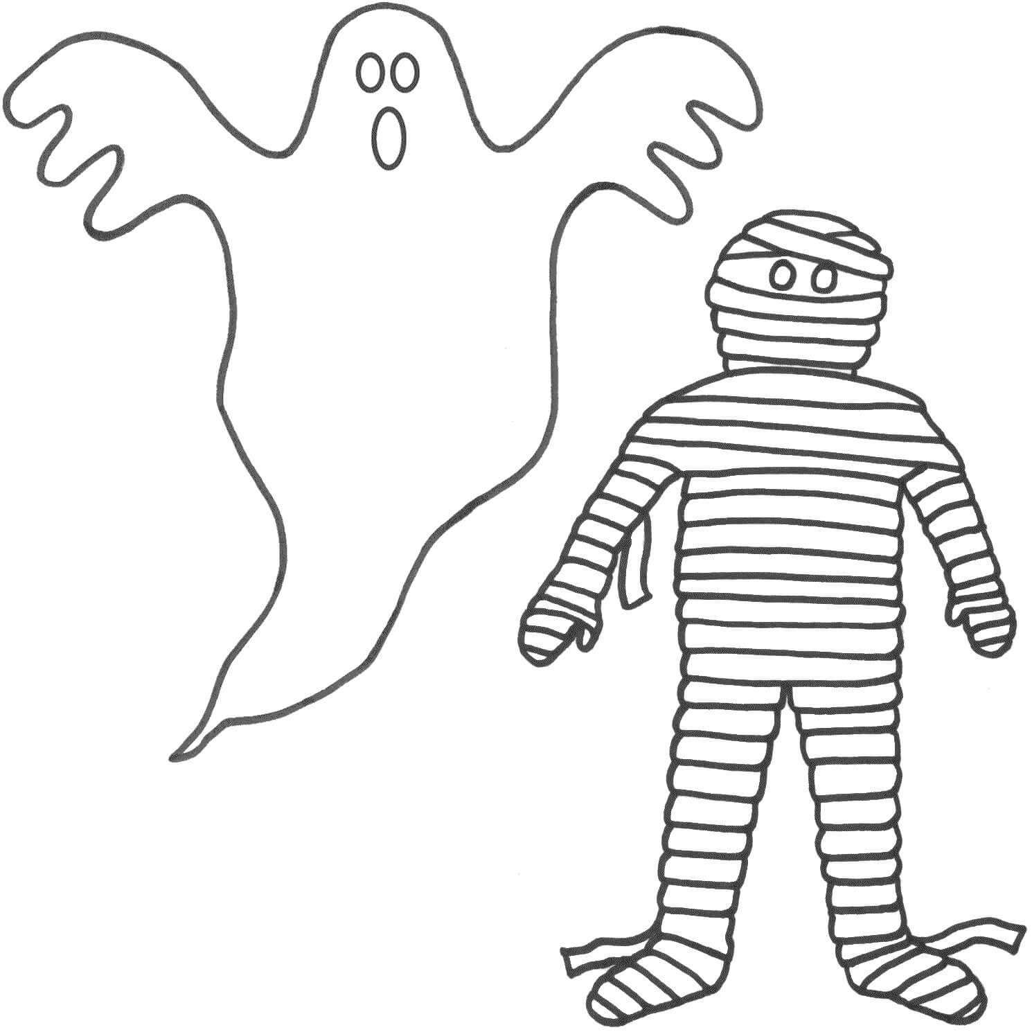 Fantasma e Múmia para colorir