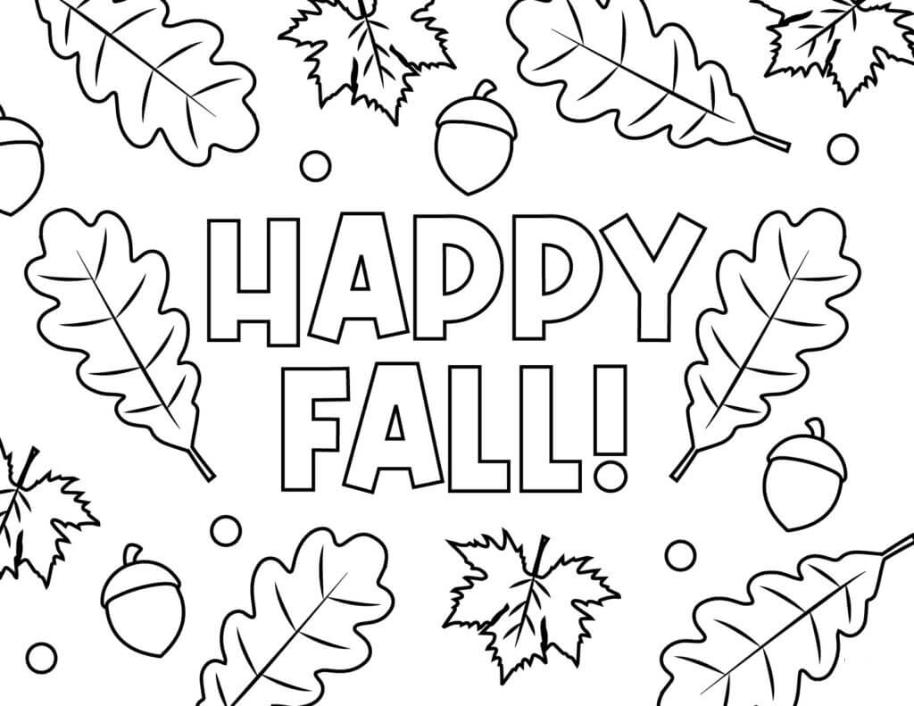 Desenhos de Feliz Outono com Folha para colorir