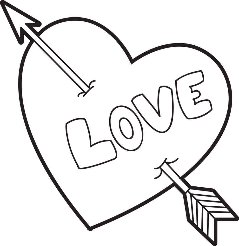 Desenhos de Flecha Através do Coração para colorir