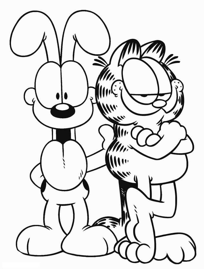 Desenhos de Garfield e Odie para colorir