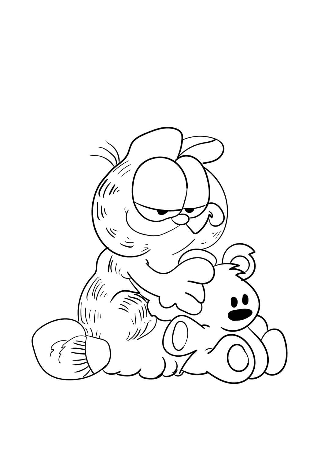 Desenhos de Garfield e Pooky para colorir