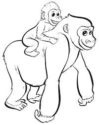 Desenhos de Gorila Mãe e Filho para colorir