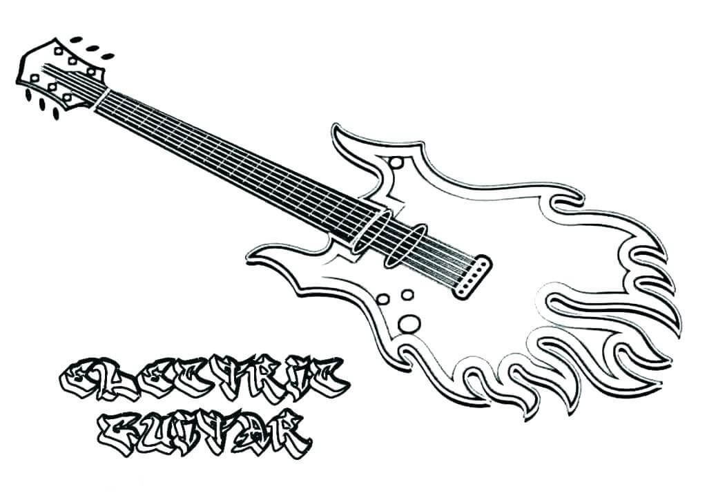 Desenhos de Guitarra Elétrica de Fogo para colorir