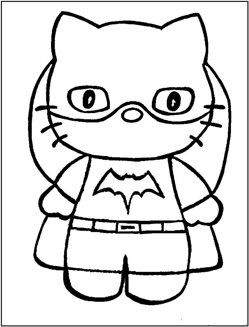 Desenhos de Hello Kitty Batgirl para colorir