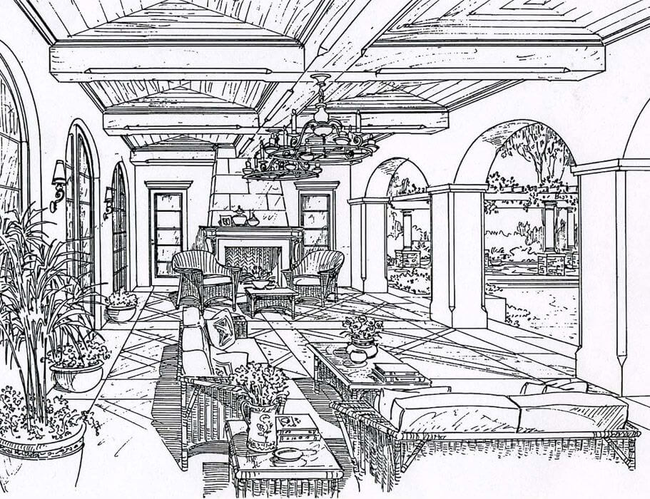 Desenhos de Interior da Villa para colorir