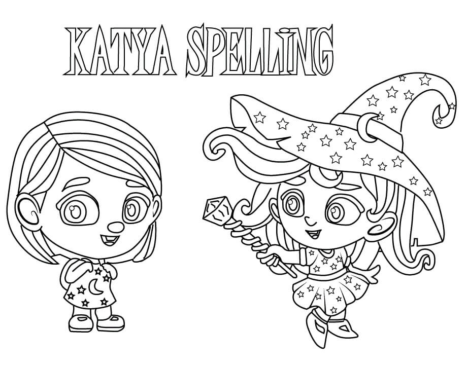 Katya Soletrando de Super Monstros para colorir