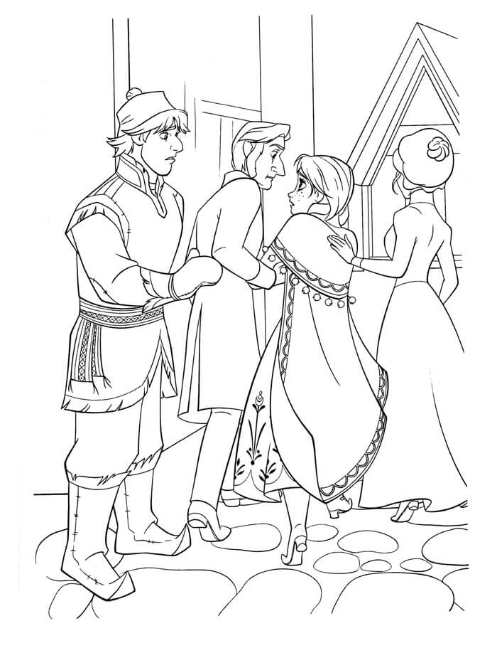 Kristoff Retorna ao Castelo com Anna para colorir