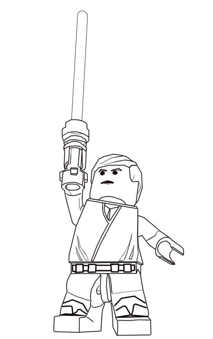 Desenhos de Lego Star Wars Luke Skywalker para colorir