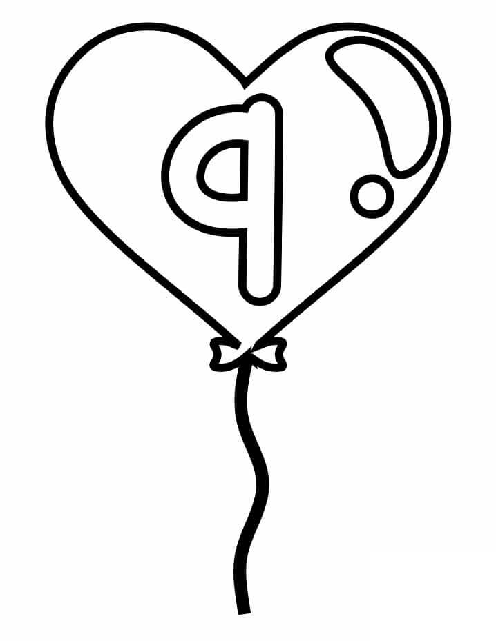 Desenhos de Letra P no Balão de Coração para colorir