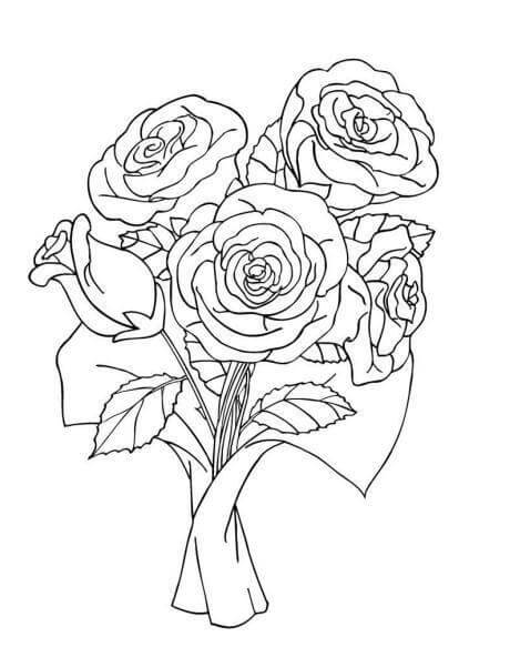 Desenhos de Lindo Buquê de Rosas para colorir