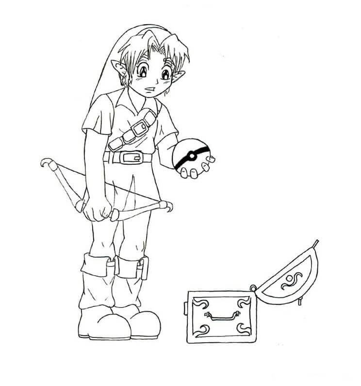 Desenhos de Link com Pokeball para colorir