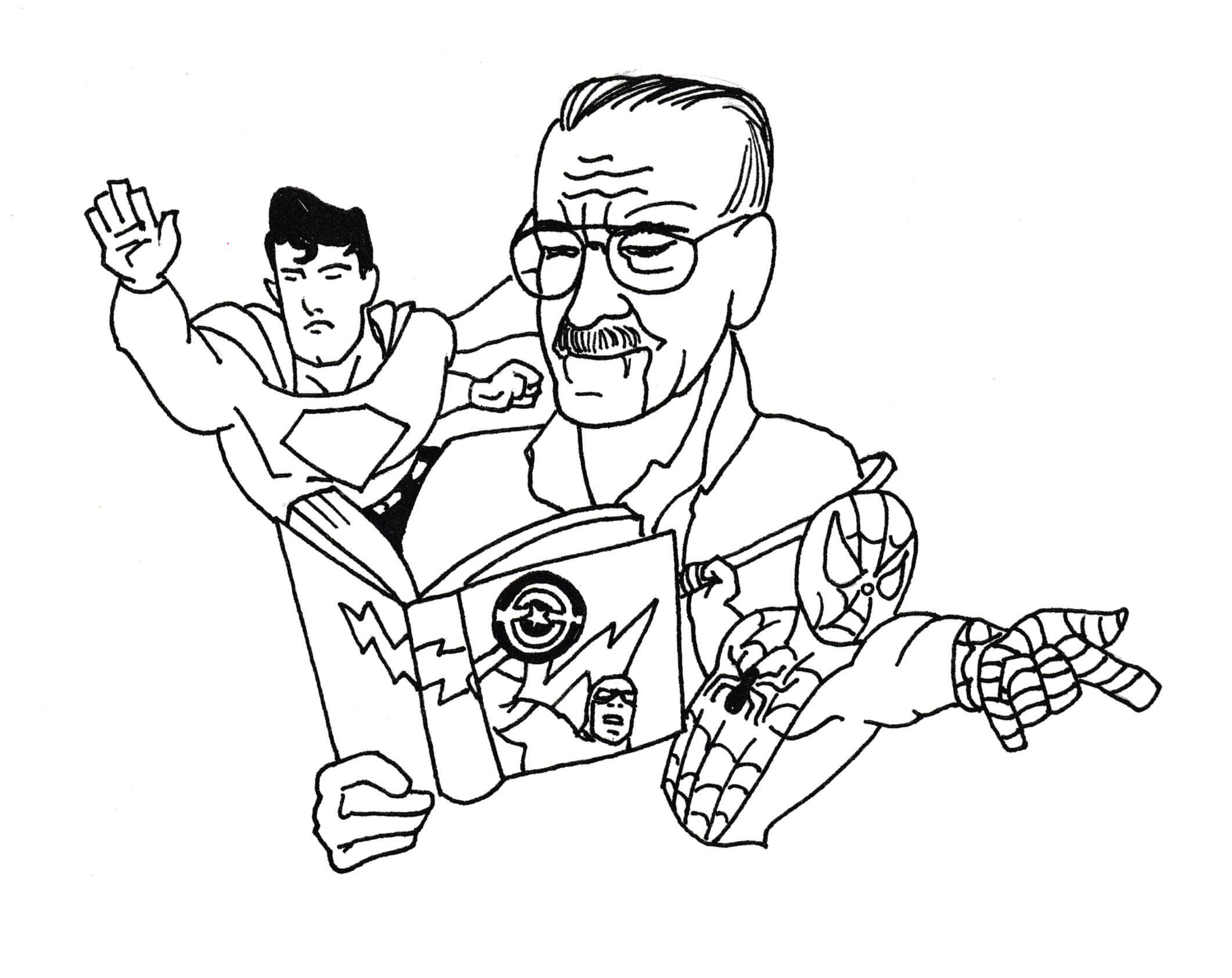 Livro de Leitura de Stan Lee e Superman para colorir