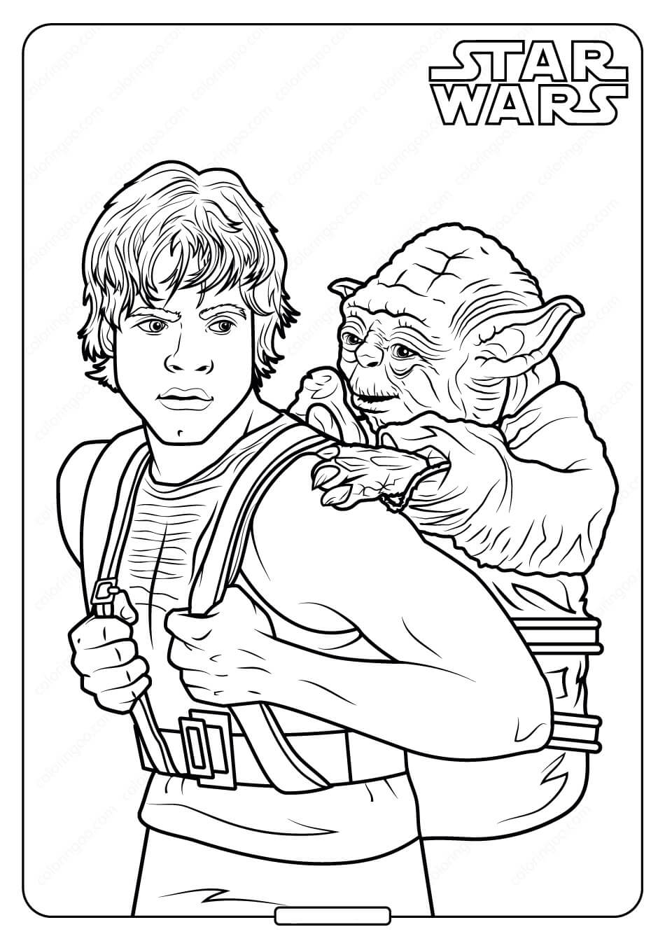 Desenhos de Luke com Mestre Yoda para colorir