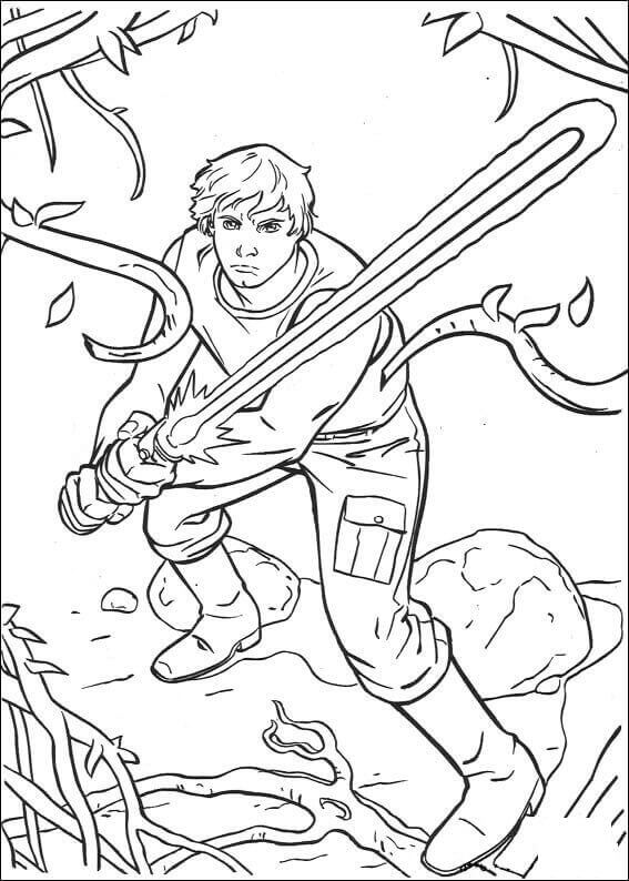 Luke Skywalker em Dagobah para colorir