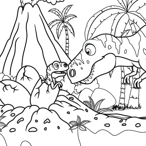 Desenhos de Mãe e Filho T-Rex para colorir