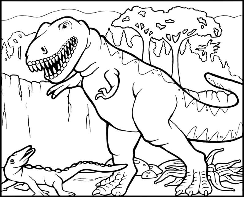 Mãe e Filho T Rex para colorir