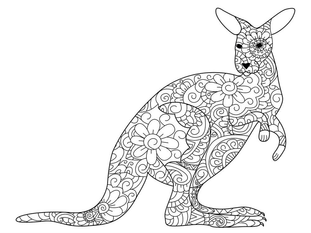 Desenhos de Mandala Canguru para colorir