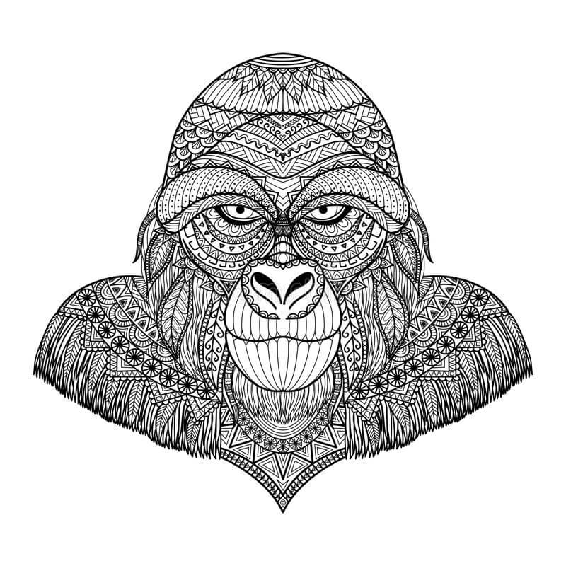 Mandala de Cara de Gorila para colorir