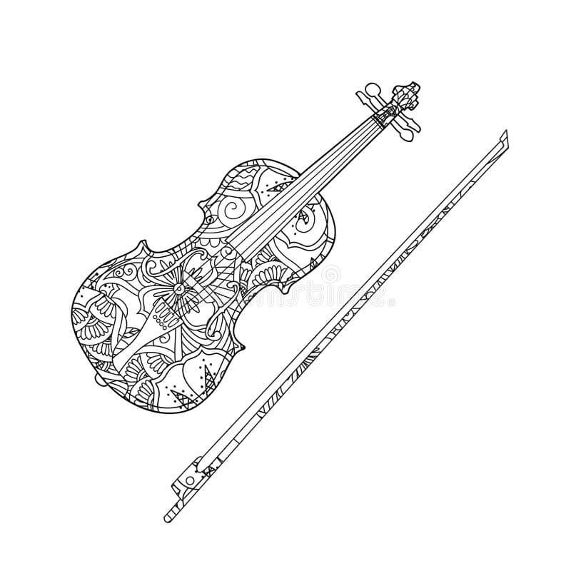 Desenhos de Mandala de Violino para colorir