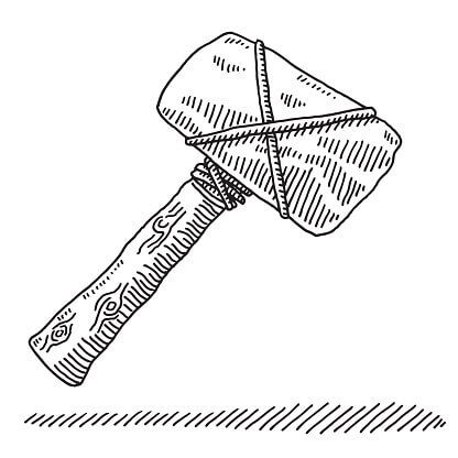 Desenhos de Martelo de Ferramenta da Idade da Pedra para colorir