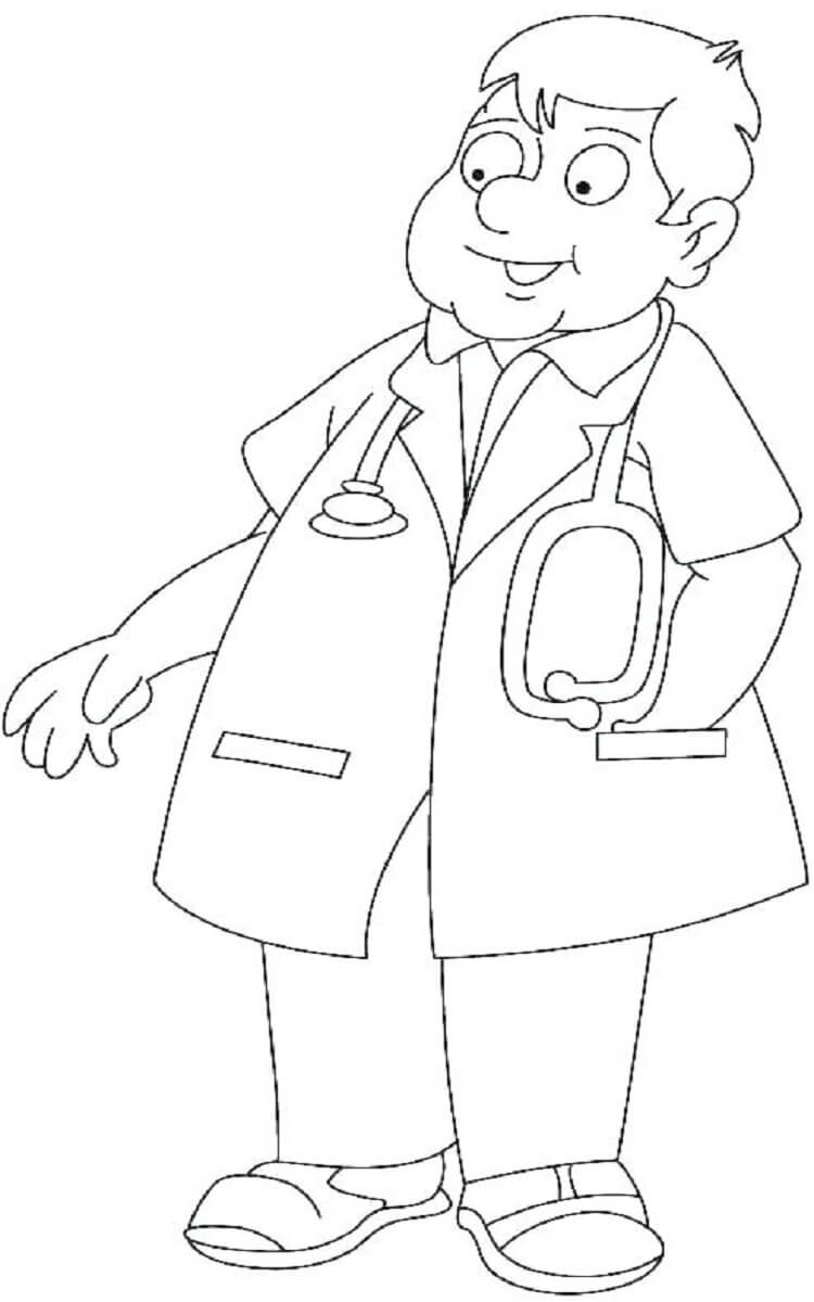Médico gordo Engraçado para colorir