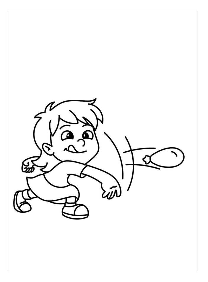 Menino jogando Balão de Água para colorir