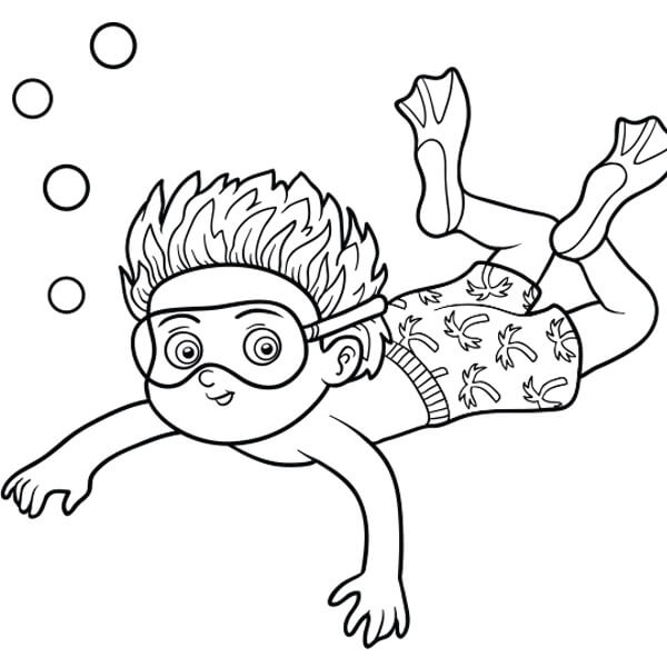 Desenhos de Menino Nadando para colorir