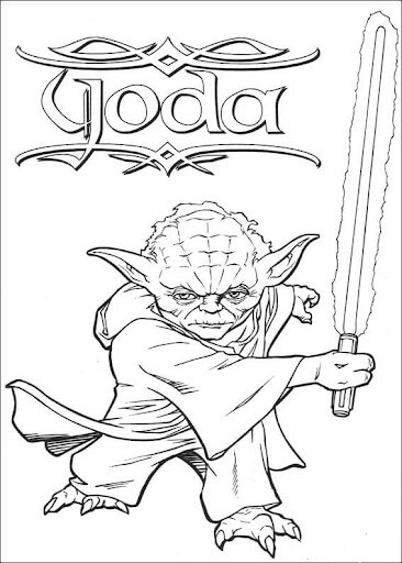 Desenhos de Mestre Yoda Lutando para colorir