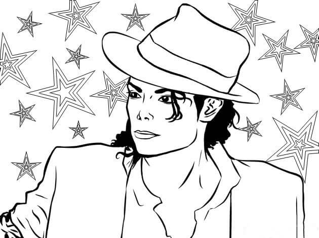 Michael Jackson com Estrela para colorir