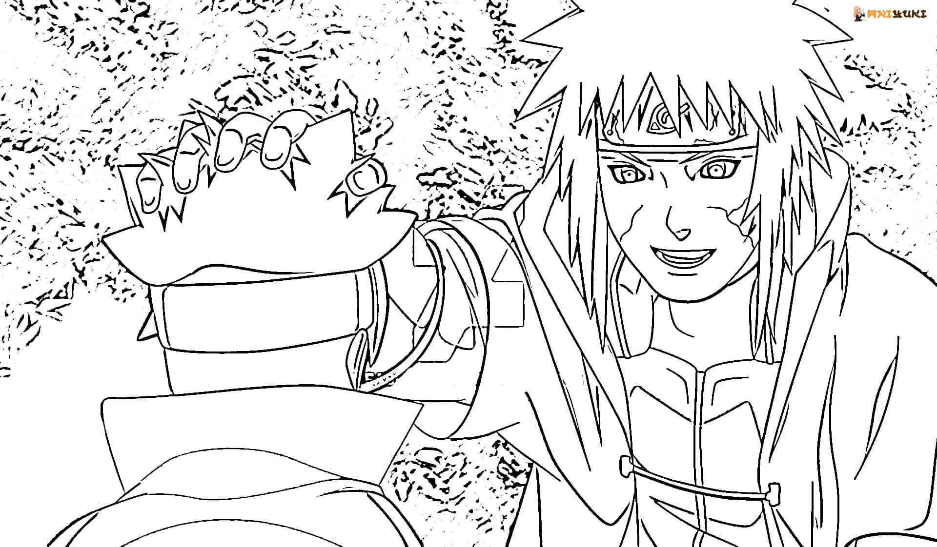 Desenhos de Minato com Naruto para colorir