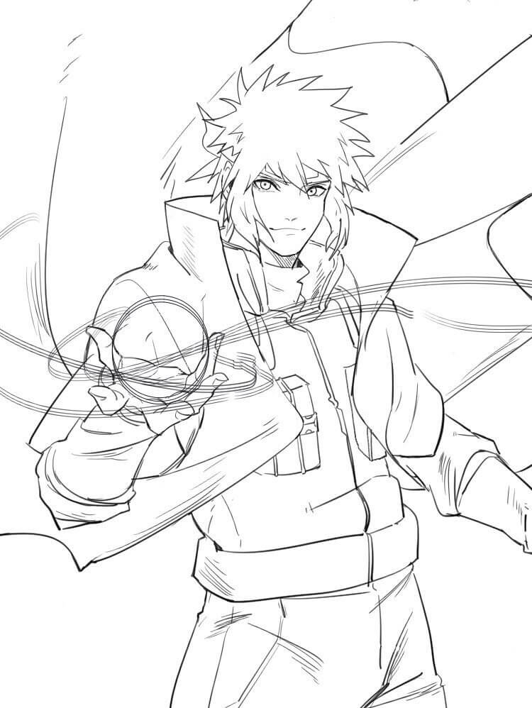 Minato Segurando o desenho de Rasengan para colorir