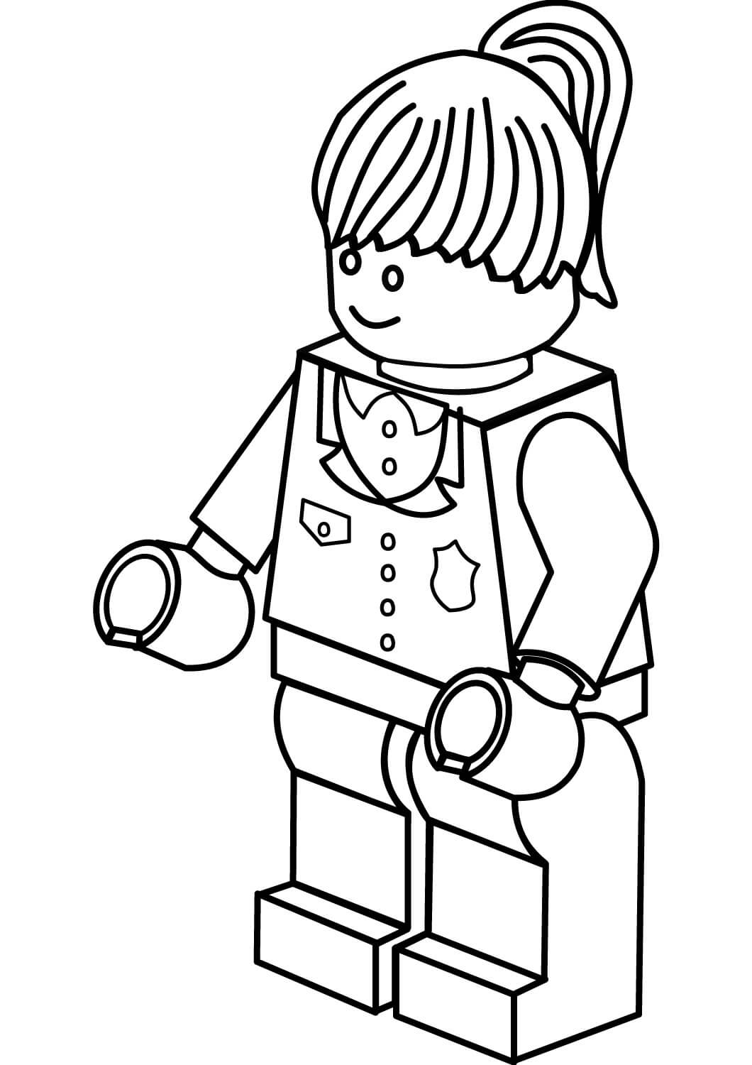 Mulher policial de Lego para colorir
