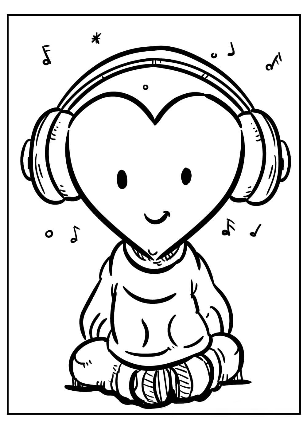 Desenhos de Música do Coração Ouvindo para colorir