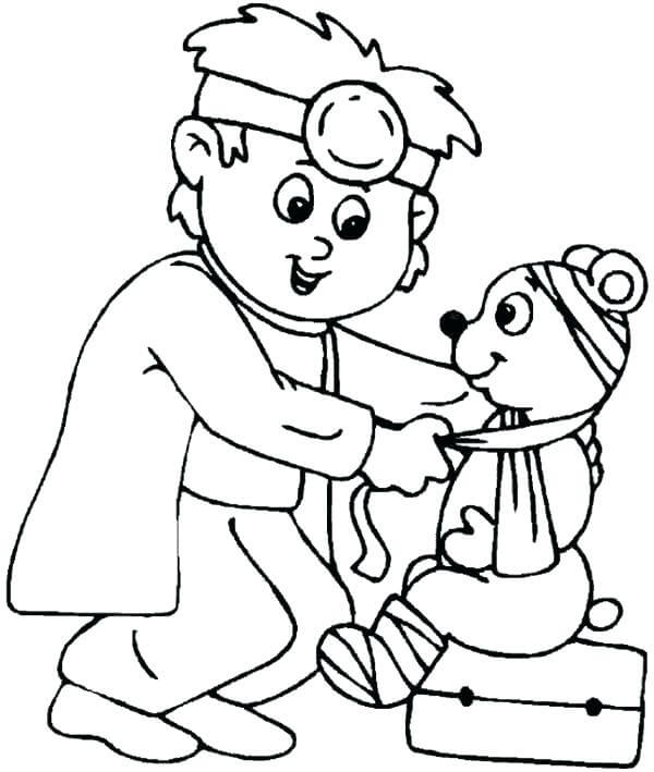 O Médico e o Urso para colorir