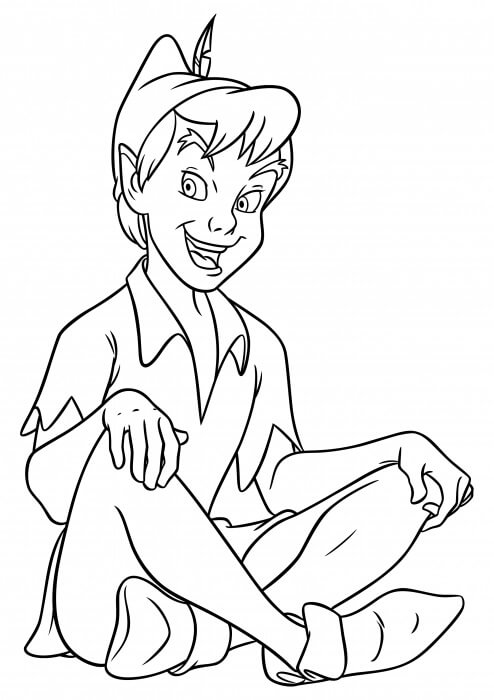 Desenhos de Peter Pan Engraçado Sentado para colorir