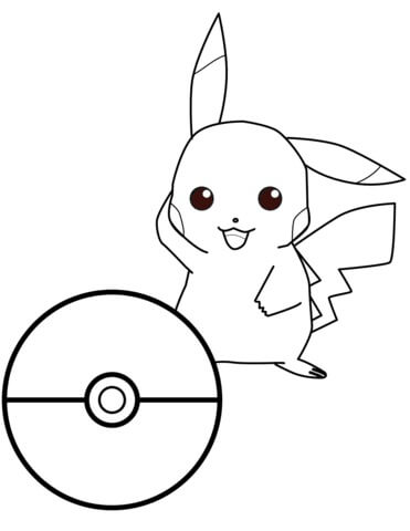 Desenhos de Pikachu e Pokeball para colorir