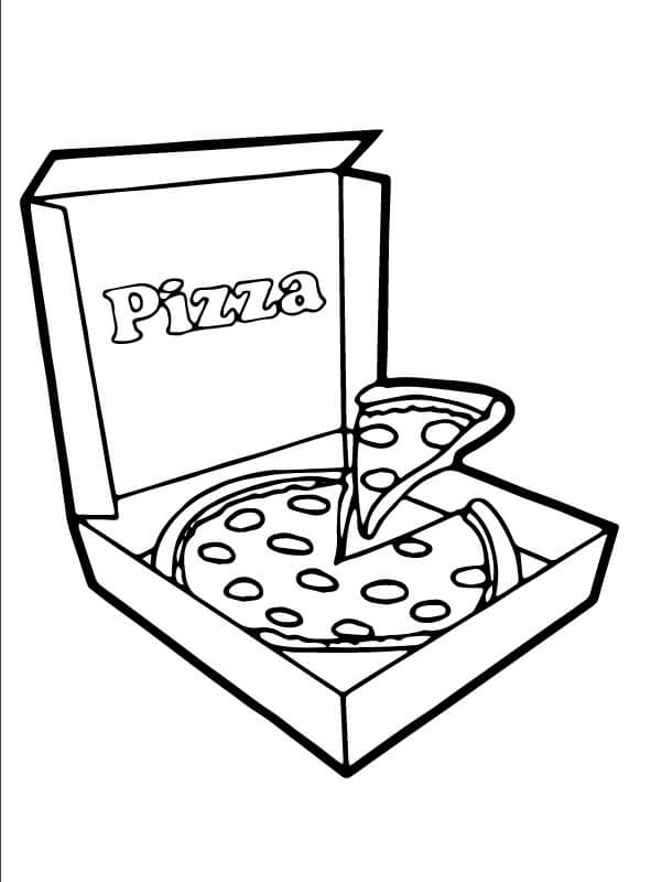 Desenhos de Pizza em uma Caixa de Pizza para colorir