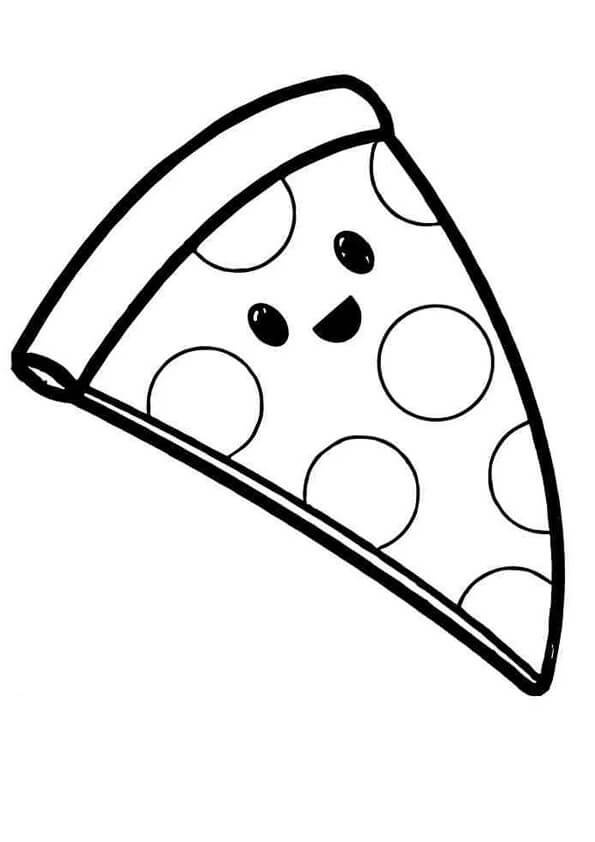 Desenhos de Pizza Fofa Sorrindo para colorir