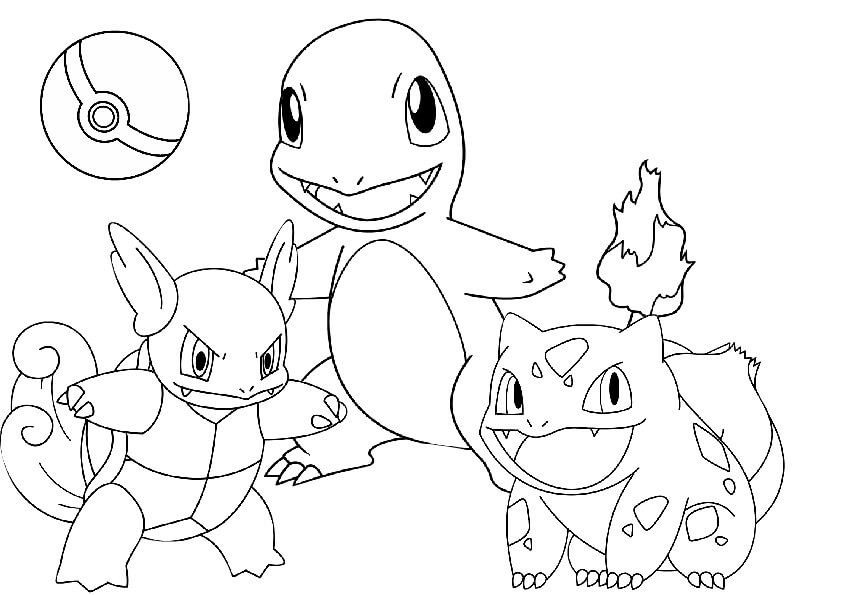 Desenhos de Pokébola e Pokémon Fofinho para colorir