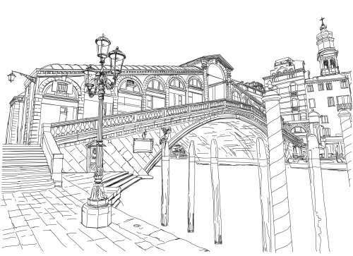 Ponte Rialto para colorir