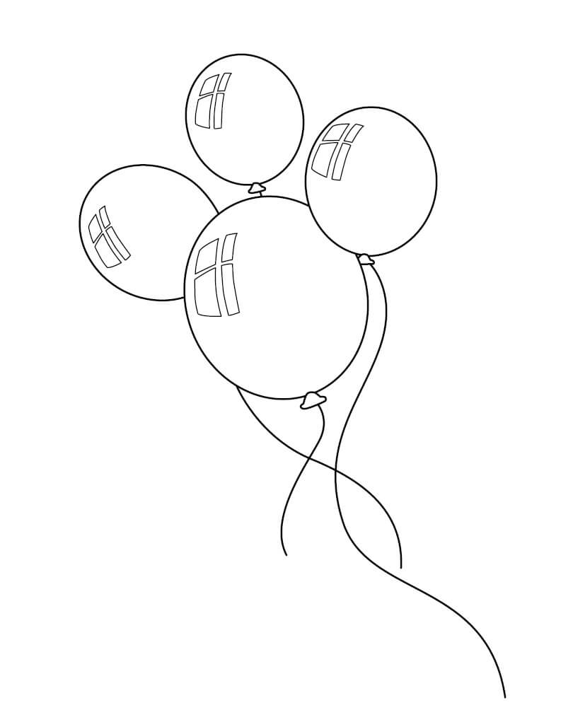 Desenhos de Quatro Balões para colorir