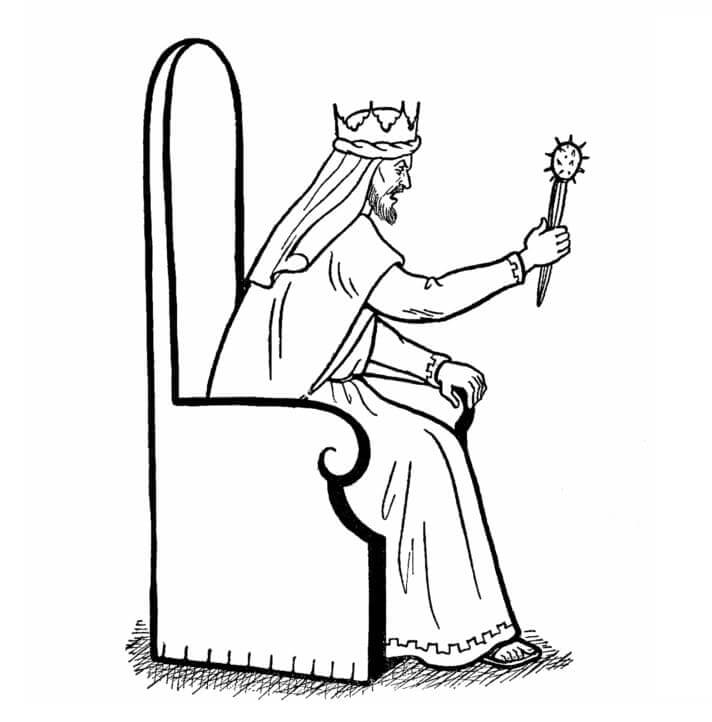 Rei Zangado Sentado em uma Cadeira para colorir