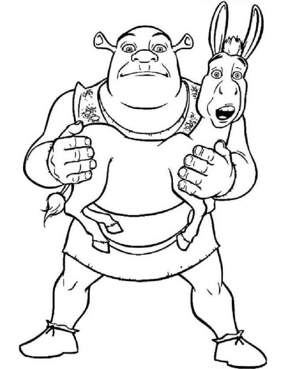 Desenhos de Shrek e Burro para colorir