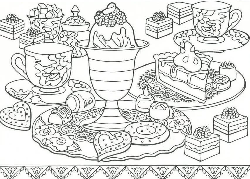 Desenhos de Sobremesa de Mesa para colorir