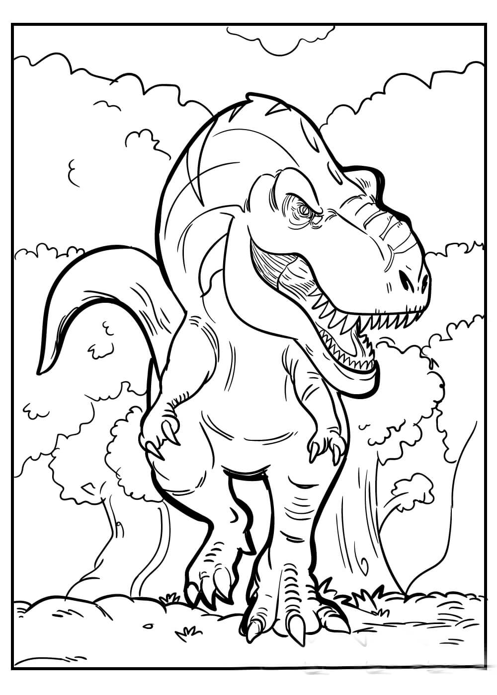 Desenhos de T-Rex na Selva para colorir