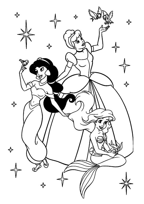 Desenhos de Três Lindas Princesas para colorir