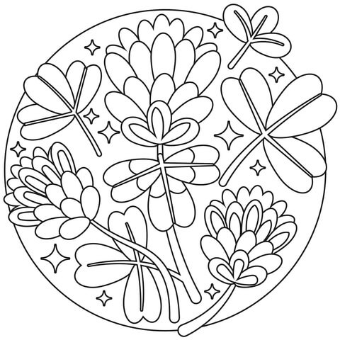 Desenhos de Trevo em Círculo para colorir