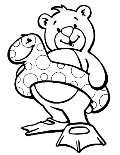 Desenhos de Urso de Pelúcia vai Nadar para colorir