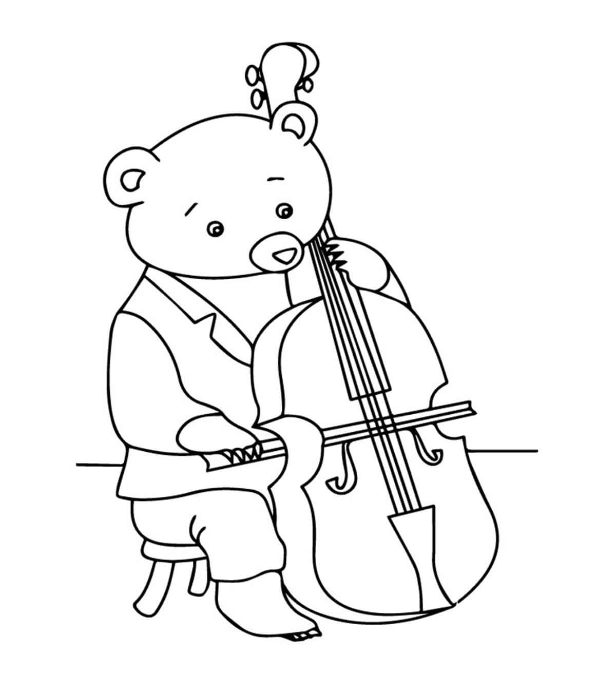 Desenhos de Urso Tocando Violino para colorir