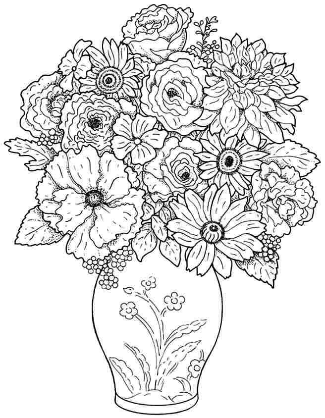 Desenhos de Vaso Buquê para colorir